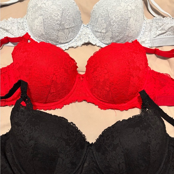 Pink by Victoria’s Secret Lightly Lined Balconette Bra Set - Blue, Red, Black - Picture 2 of 6